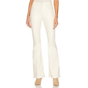 NWT Mother Faux Leather Weekend Heel in Wax On Wax Off Egret Flare Pant Size 33